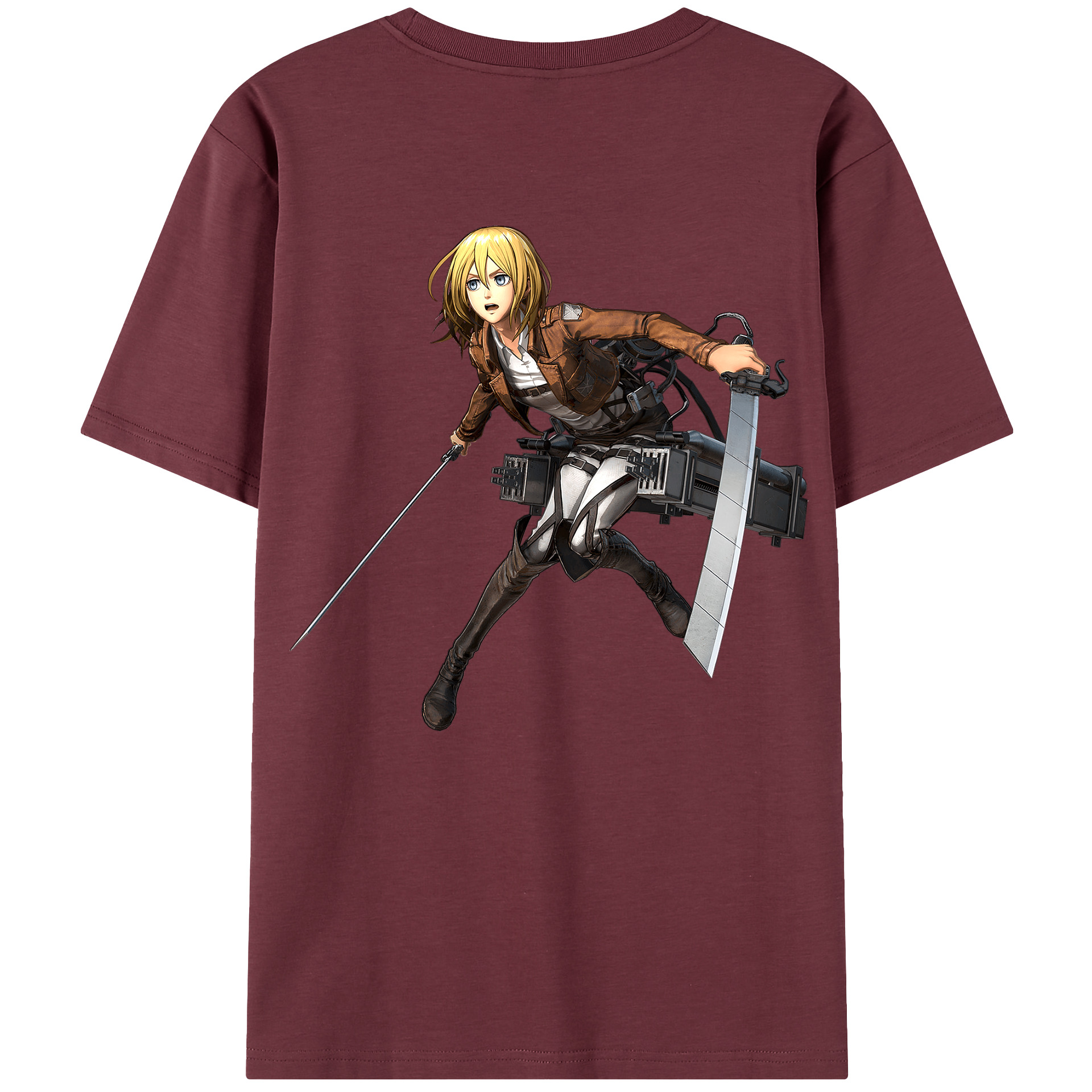 （画像用） 進撃の巨人 クリスタ·レンズ Attack on Titan Christa Lenz 綿100％半袖Tシャツ（背面プリント）